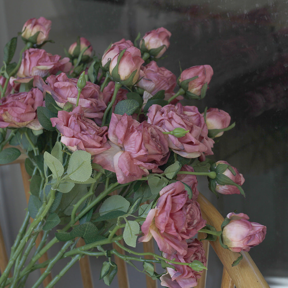 Fake Flowers Artificial Flowers 3 Heads Dried Roses