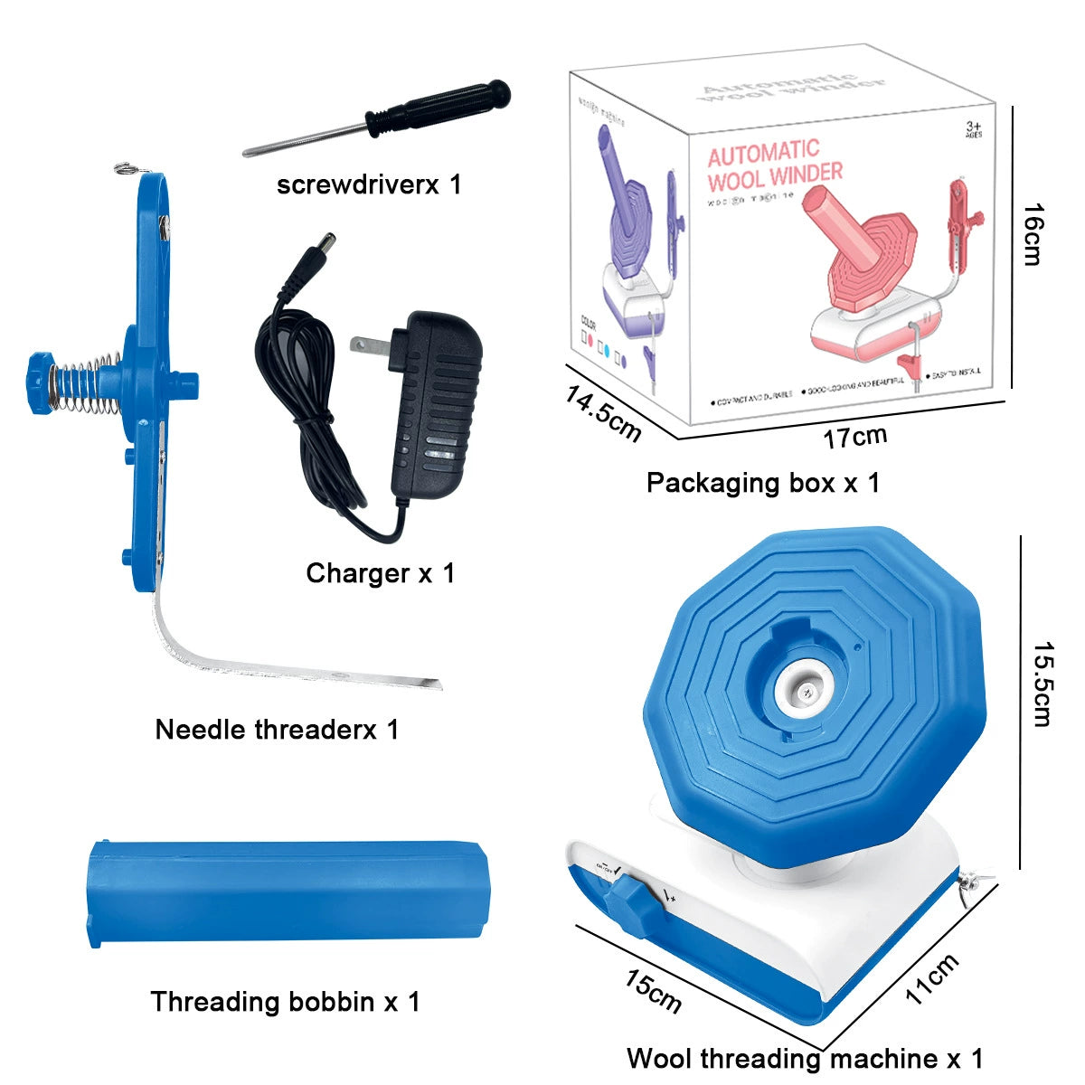 Electric yarn winder, yarn ball organizer, USB interface
