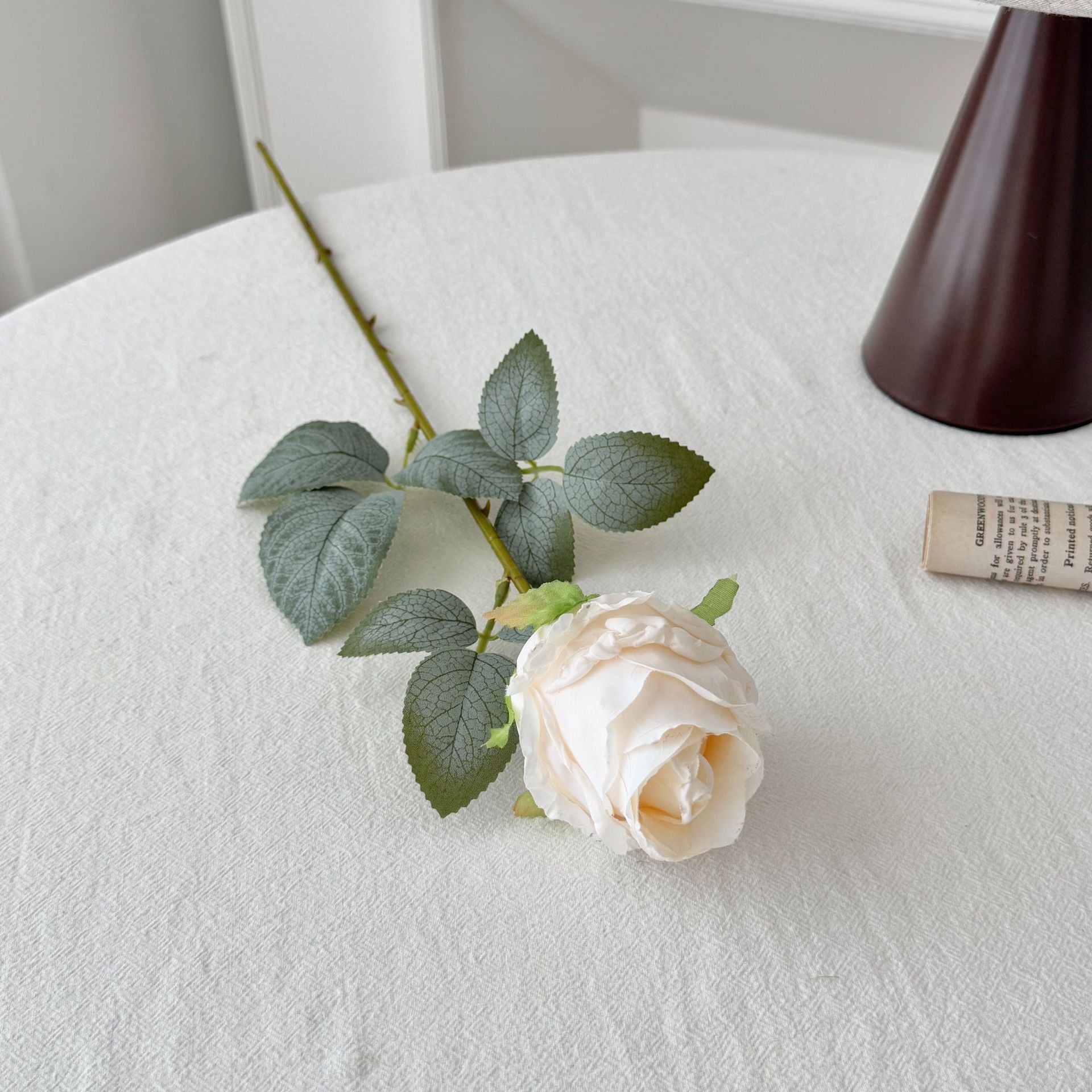 Simulated Burnt Edge Rose Vintage Rose