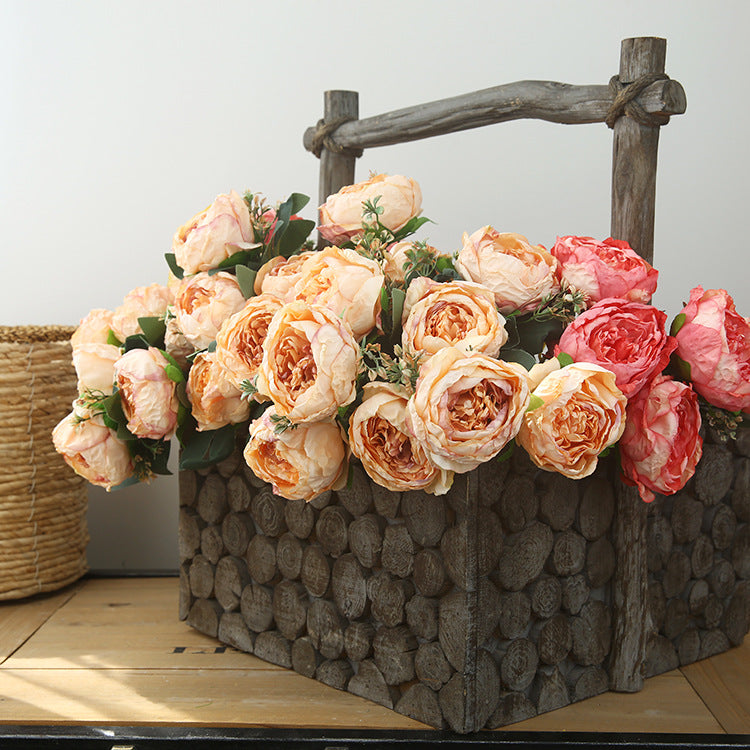 Peony Artificial Flower Dried Flower Bouquet Roasted Edge Five-Head Peony