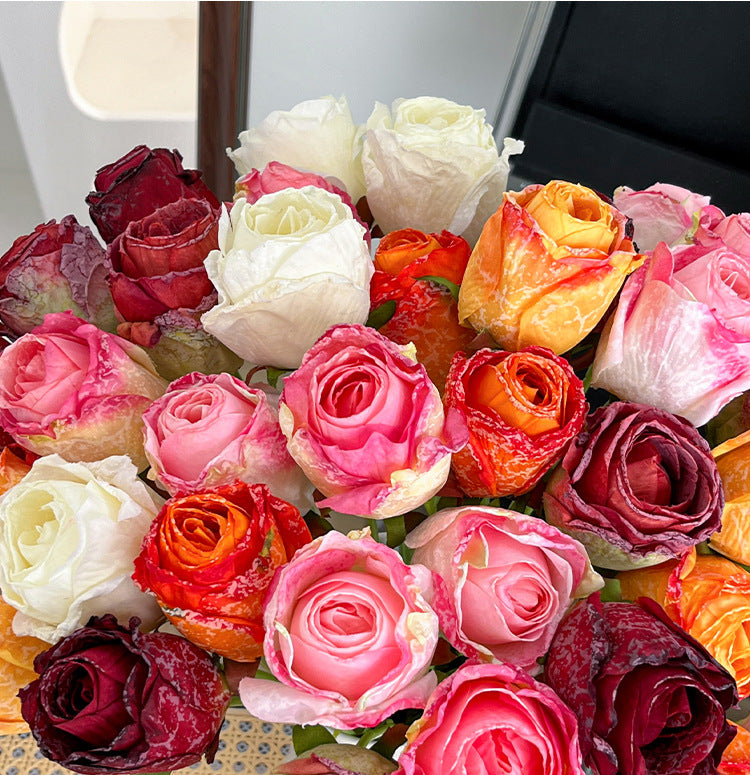 Imitation Dried Flower Baked Rose Artificial Flower Snow Rose