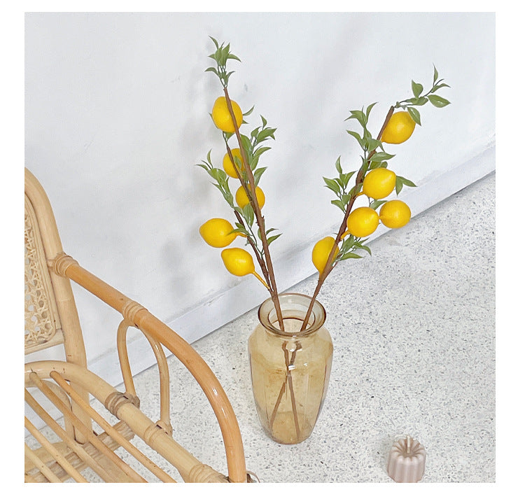 INS Artificial Flower 5-Fruit Lemon Tree Lemon Branch Artificial Green Plant Fake Flower Photo Prop