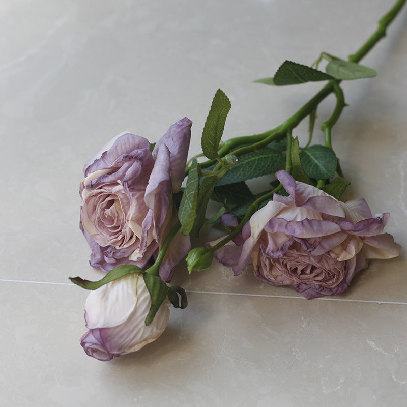 Fake Flowers Artificial Flowers 3 Heads Dried Roses