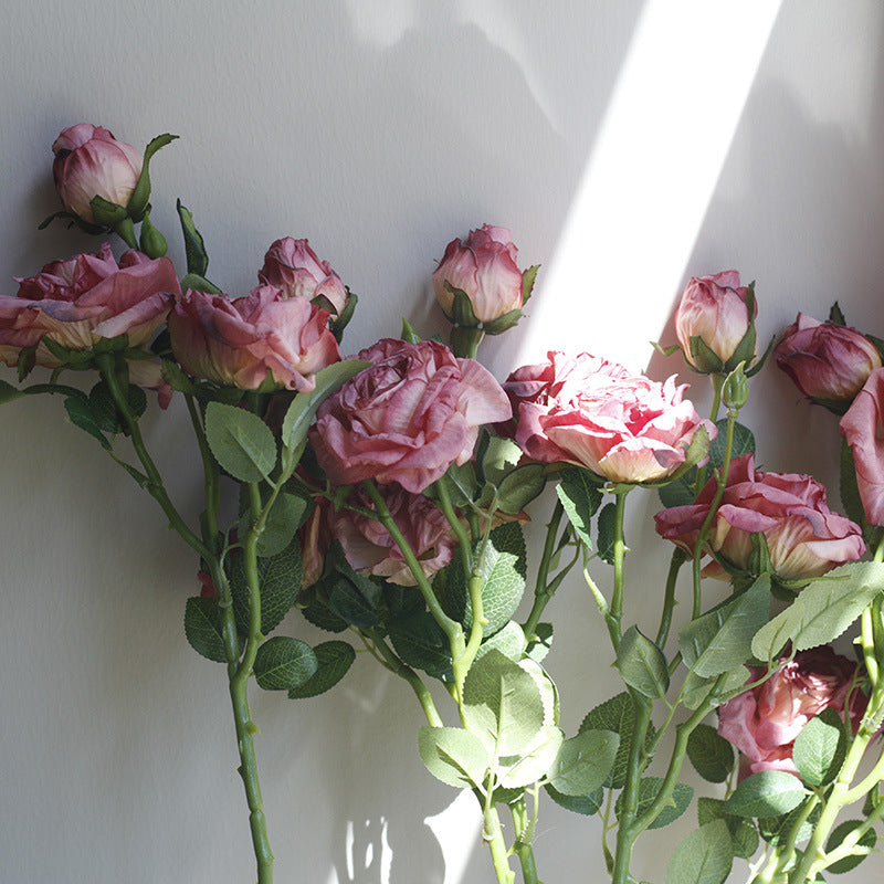 Fake Flowers Artificial Flowers 3 Heads Dried Roses