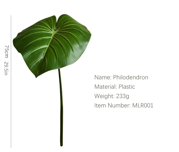 Artificial Green Plant Leaves Philodendron 6pcs - 29.5in