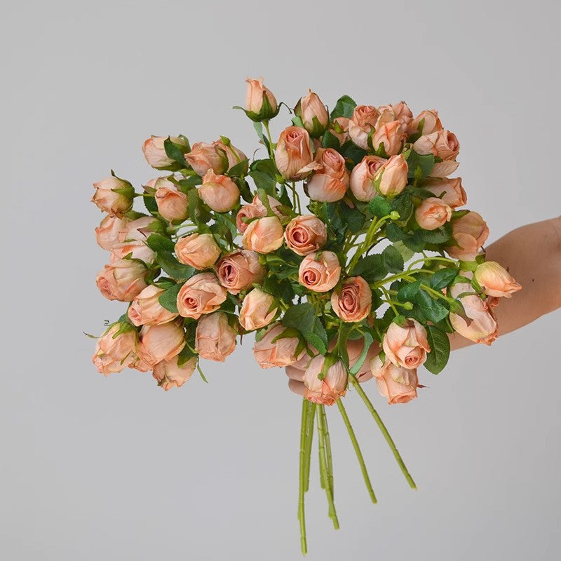 7 Vintage Roasted Edge Roses 12pcs - 19.7in