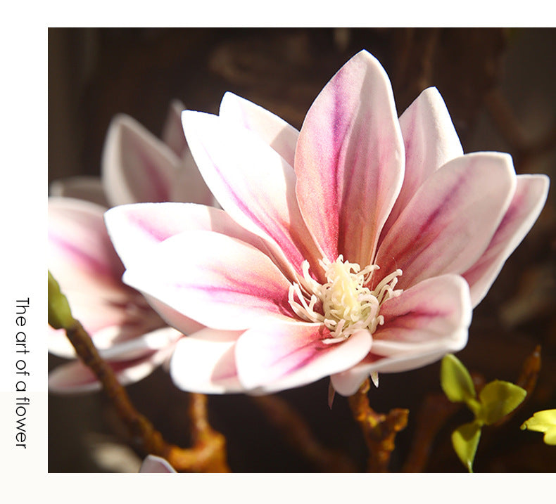 Small Magnolia Artificial Bouquet Living Room Decoration Fake Flower Decorative Flower Art Arrangement PU Hand-painted Small Magnolia
