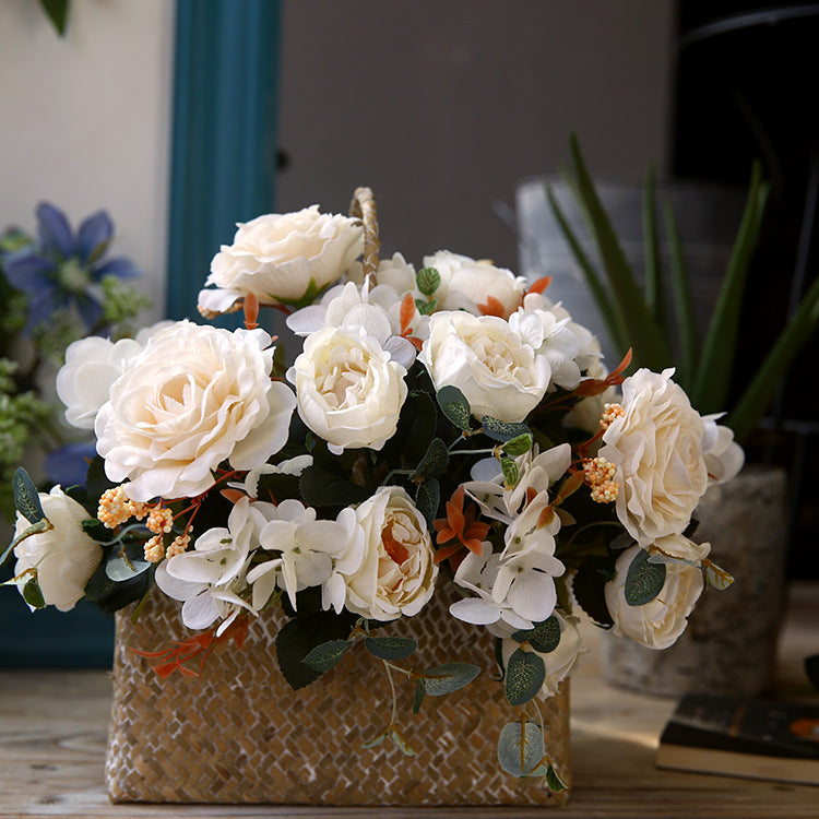 Snowflake Hibiscus Rose Artificial Flowers Fake Flowers Creative Bouquet Natural Style Decoration Dining Table