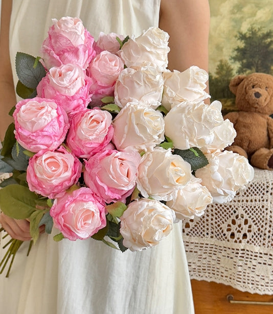 Simulated Burnt Edge Rose Vintage Rose