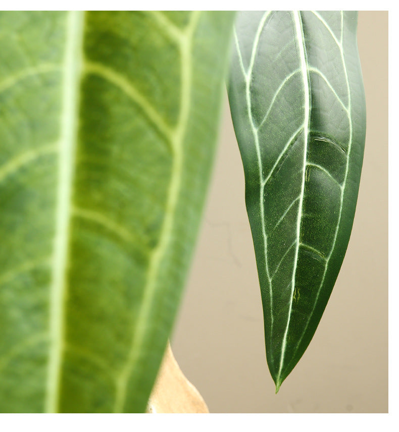 Artificial Green Plant Green Leaf Fire Lily Flower Candle Home Flower Arrangement