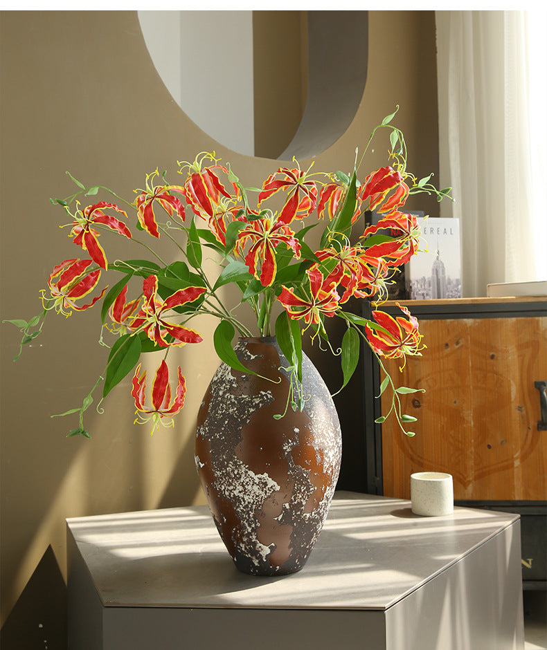 Artificial Flame Lily Flower Home Decoration Ornament Prop Modern Romantic Creative Ornament Fake Flower Floral Decoration