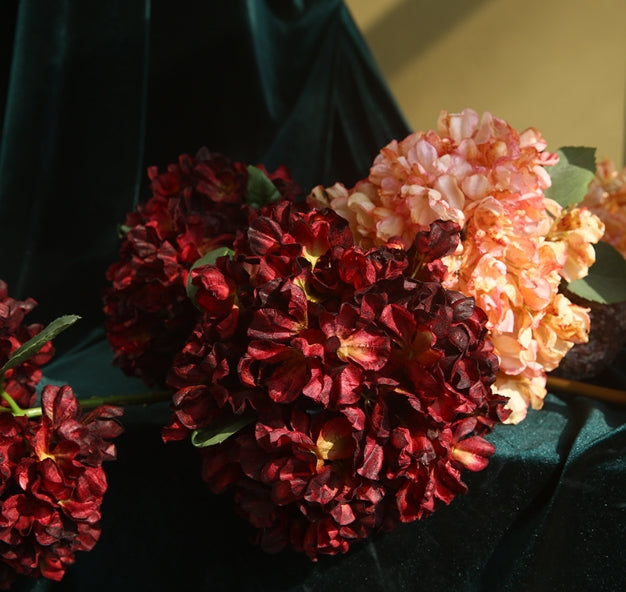 Vintage Single Branch Burnt Edge Hydrangea Artificial Flower