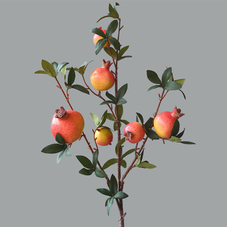 Artificial Pomegranate 6 Fruits with Leaves Pomegranate Fruit Home Decoration