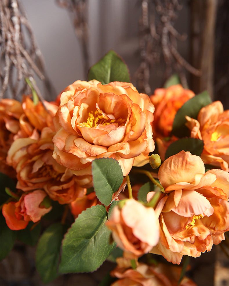 Vintage Autumn Peony Artificial Flower Home Decor Flower Arrangement