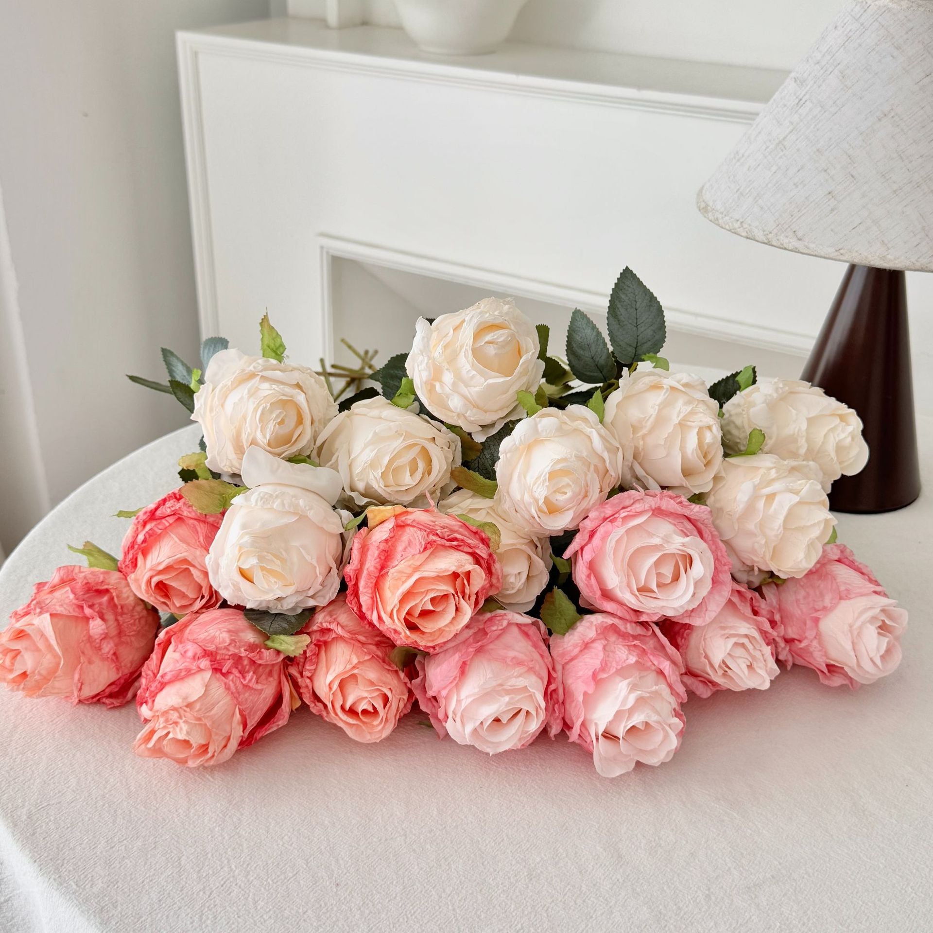 Simulated Burnt Edge Rose Vintage Rose