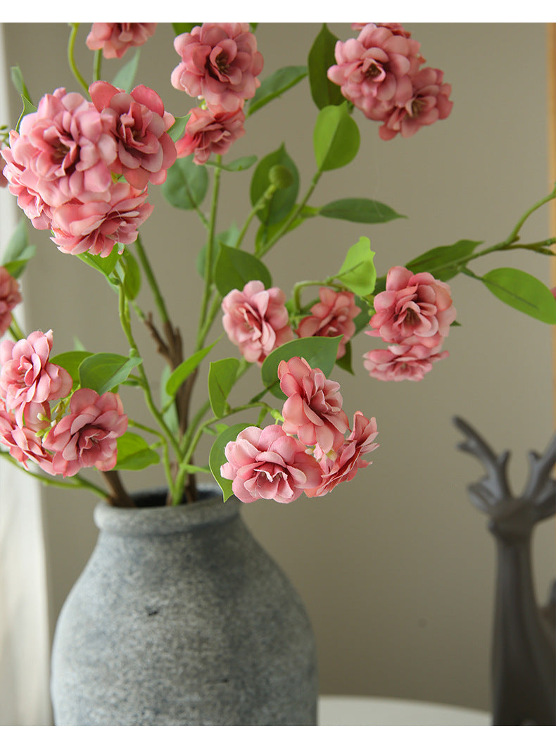Artificial Flower Multi-Head Camellia Garden  Artificial Silk Flower Ornament Living Room Soft Decoration Ornament