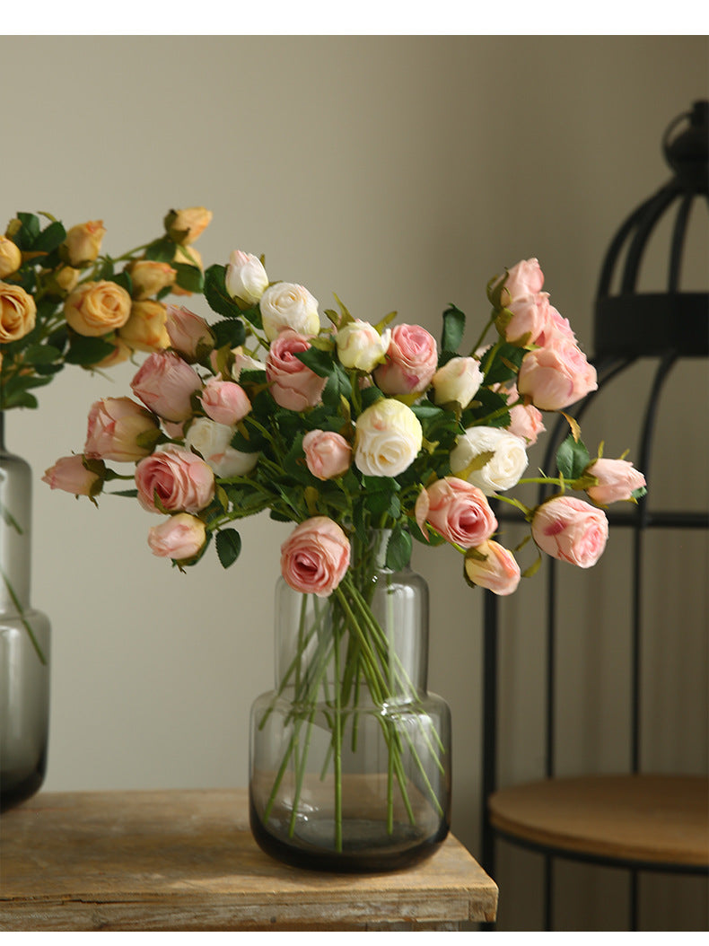 Artificial Flower Double-Ended Roasted Edge Rose Silk Flower Rose