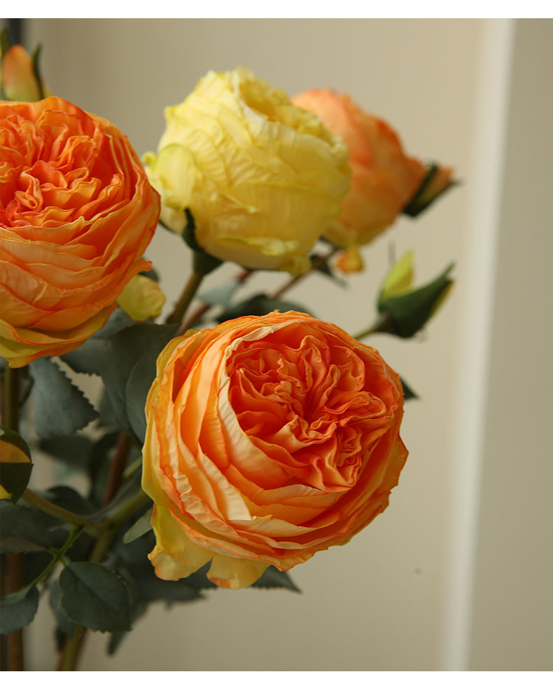 Two-Headed Austin Rose Artificial Flower Nordic Romantic Decoration