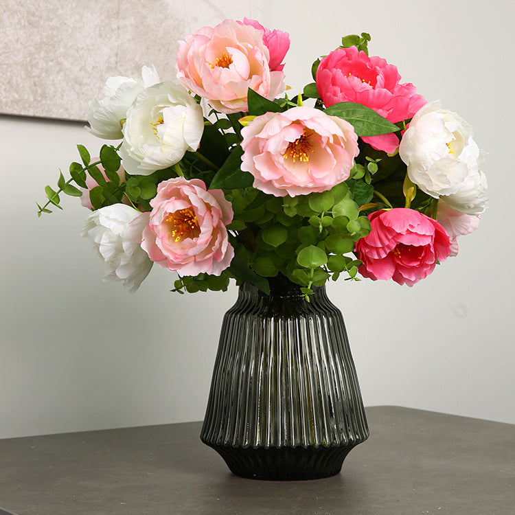 Single Branch Hibiscus Peony  12pcs - 17.7in