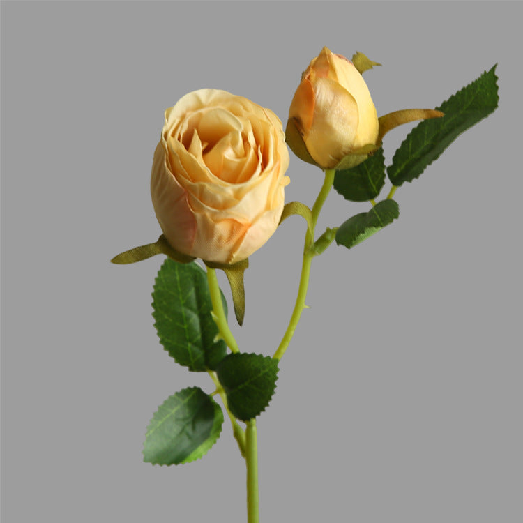 Artificial Flower Double-Ended Roasted Edge Rose Silk Flower Rose
