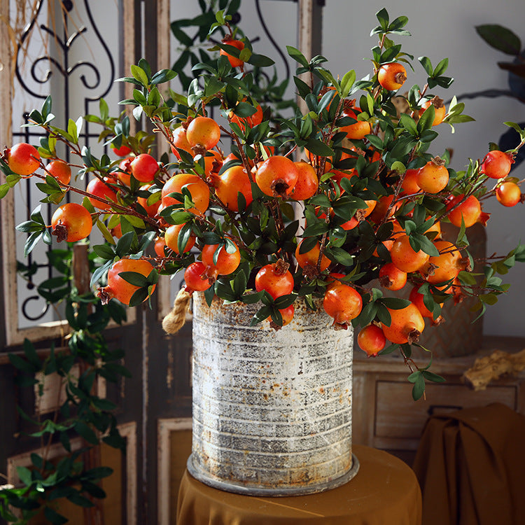 Artificial Pomegranate 6 Fruits with Leaves Pomegranate Fruit Home Decoration