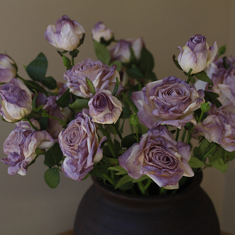 Fake Flowers Artificial Flowers 3 Heads Dried Roses