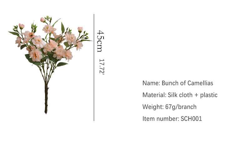 Artificial Flower Camellia Silk Flower Home Dining Table Decoration Flower Arrangement