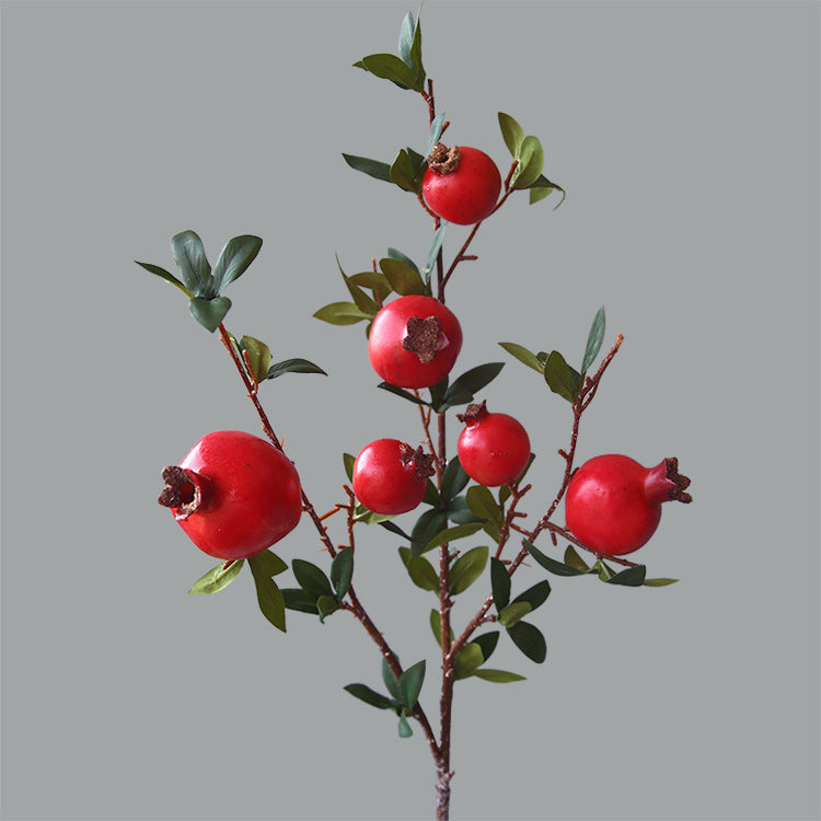 Artificial Pomegranate 6 Fruits with Leaves Pomegranate Fruit Home Decoration