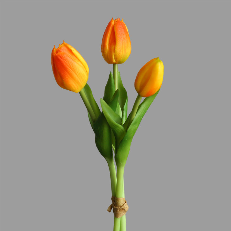 Artificial Flower Three-Headed Realistic Tulip