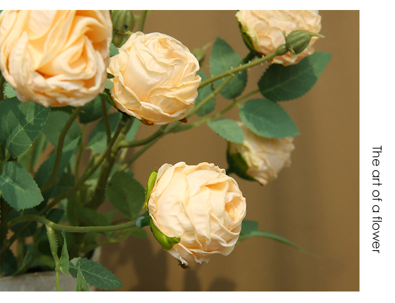 Vintage Style Artificial Flowers 3-Head Curled Rose