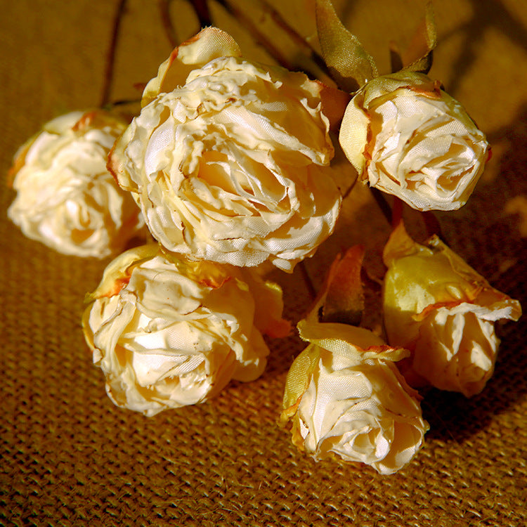 Six-Headed Burnt Edge Small Rose 12pcs - 20.8in
