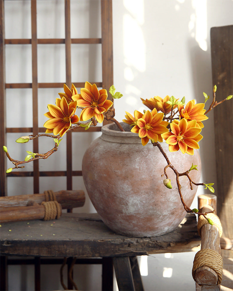 Small Magnolia Artificial Bouquet Living Room Decoration Fake Flower Decorative Flower Art Arrangement PU Hand-painted Small Magnolia