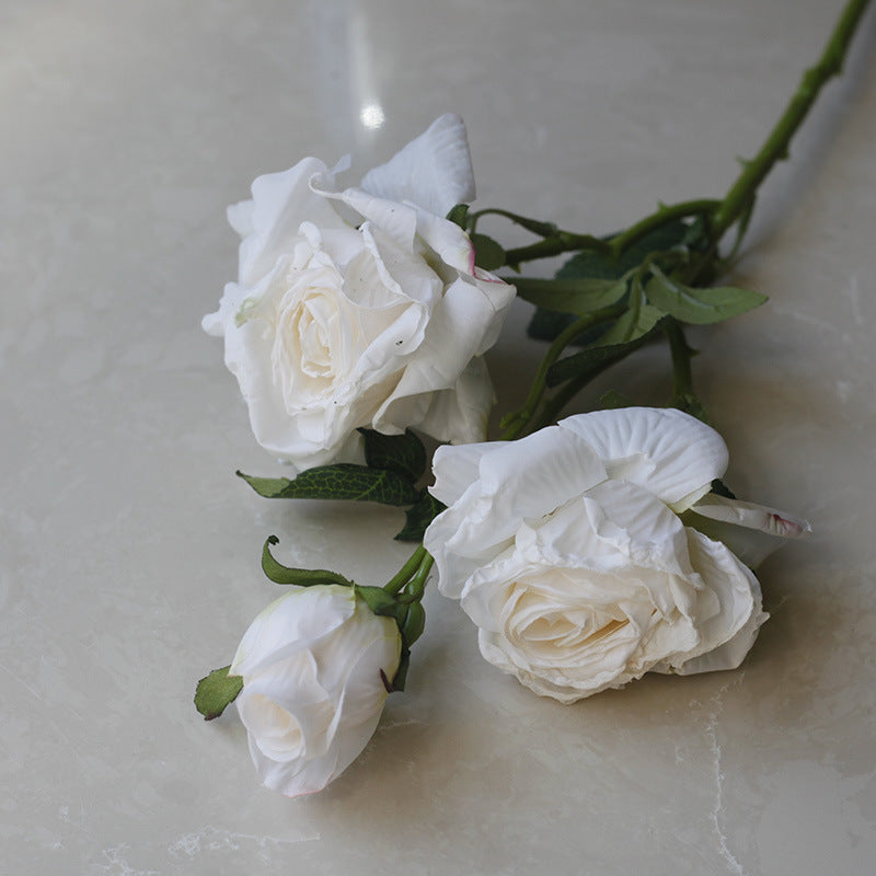 Fake Flowers Artificial Flowers 3 Heads Dried Roses