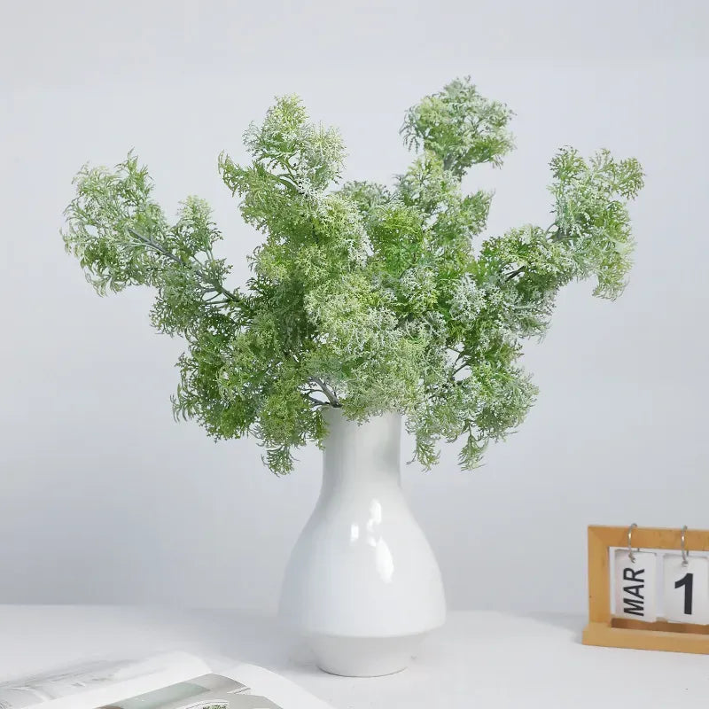 Artificial 3-Pronged Furry Grass Green Plant 6pcs - 29.5in