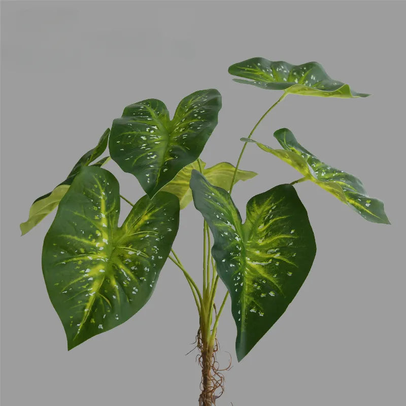 Artificial Green Plant Large Seven-Headed Colorful Taro Leaves 3pcs - 27.6in
