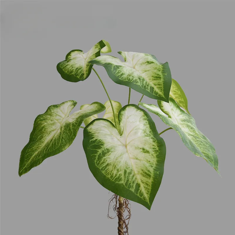 Artificial Green Plant Large Seven-Headed Colorful Taro Leaves 3pcs - 27.6in