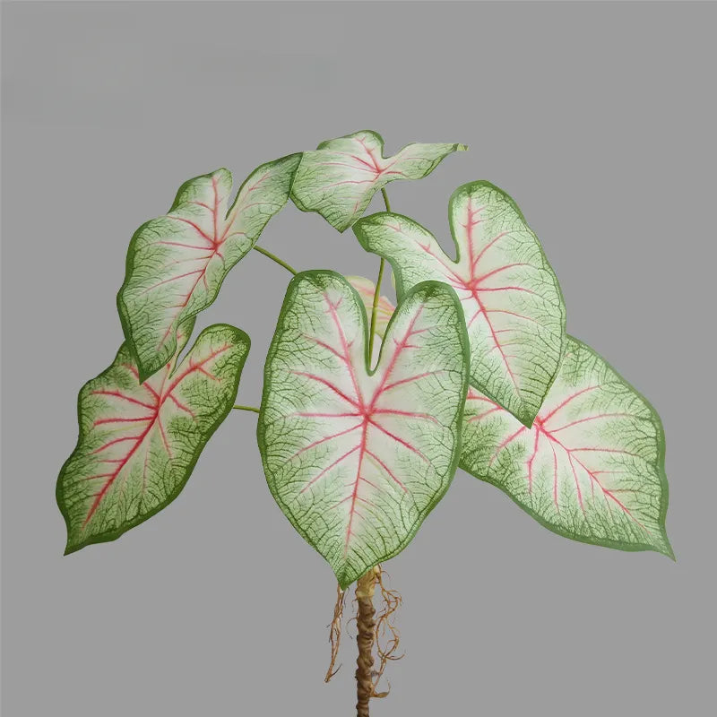 Artificial Green Plant Large Seven-Headed Colorful Taro Leaves 3pcs - 27.6in