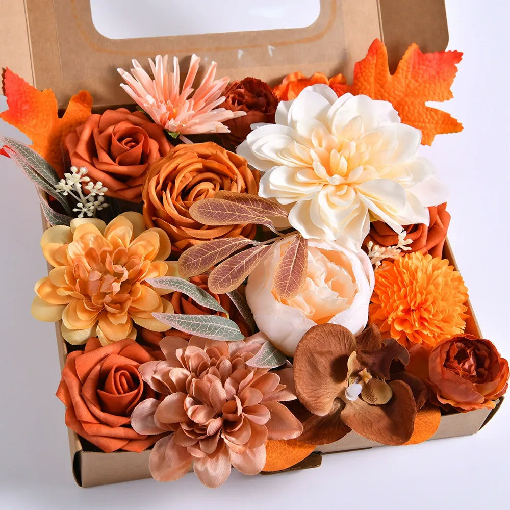 DIY flower box with autumn orange color