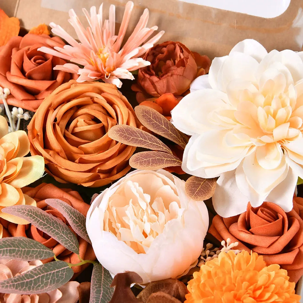 DIY flower box with autumn orange color