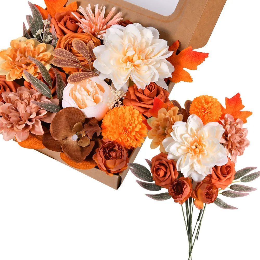 DIY flower box with autumn orange color