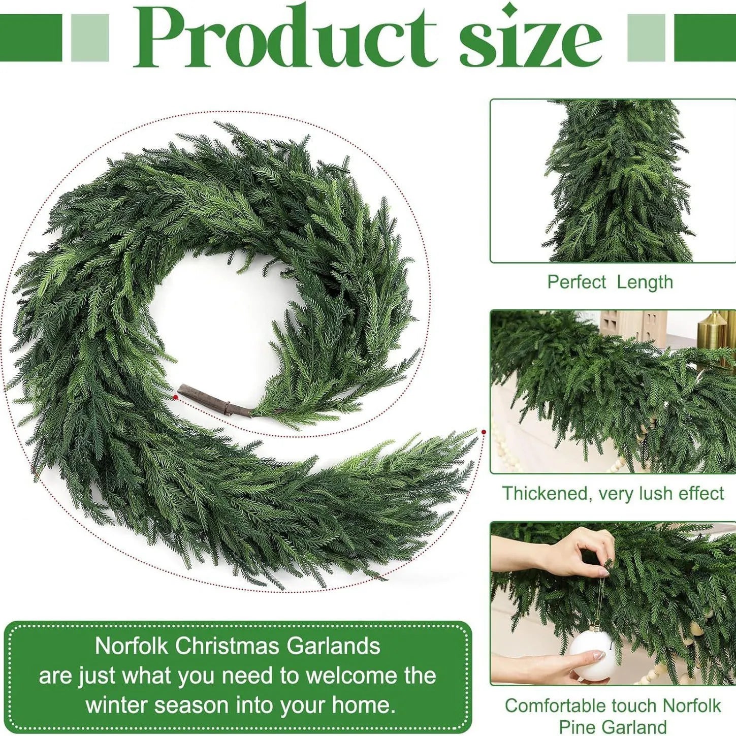 Feel Pine Needle Pine and Cypress Rattan 1 pcs - 59in, 70.9in, 106.3in