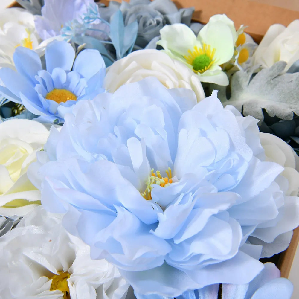 DIY flower box with light blue