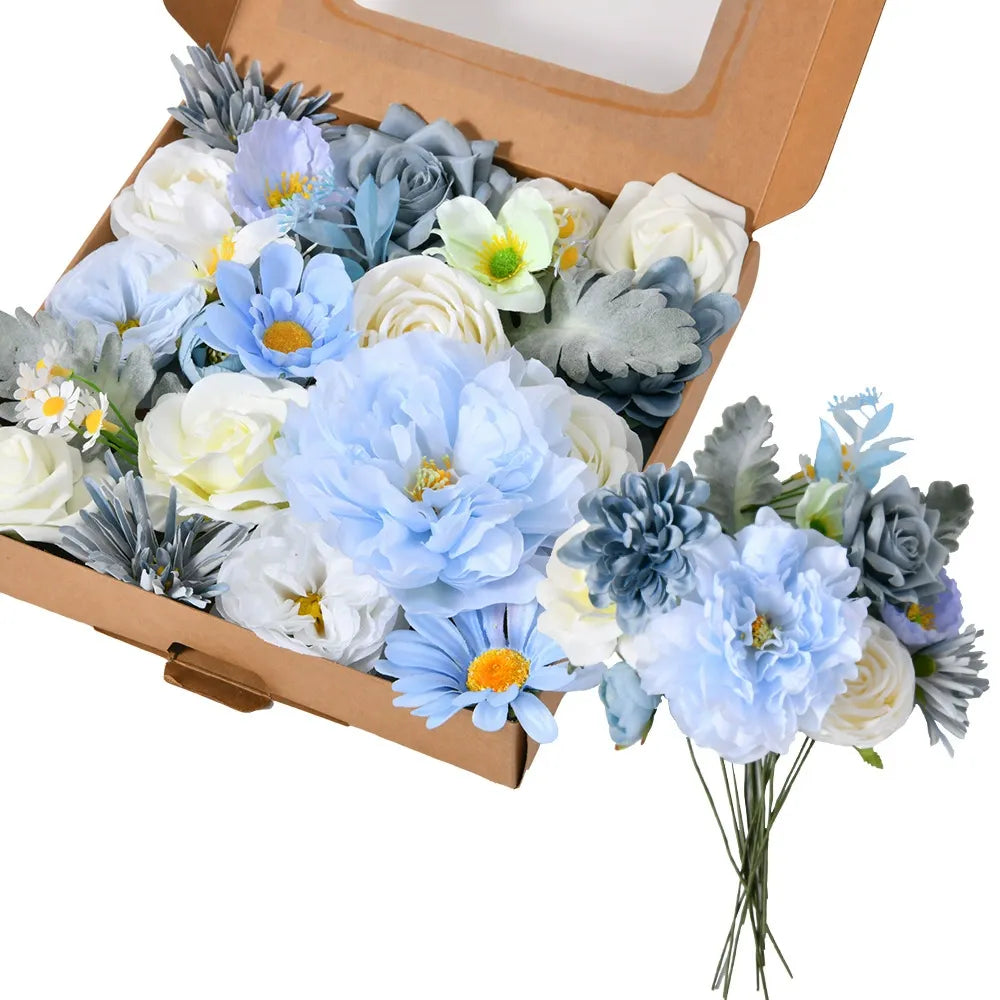 DIY flower box with light blue