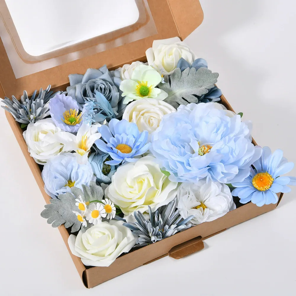 DIY flower box with light blue