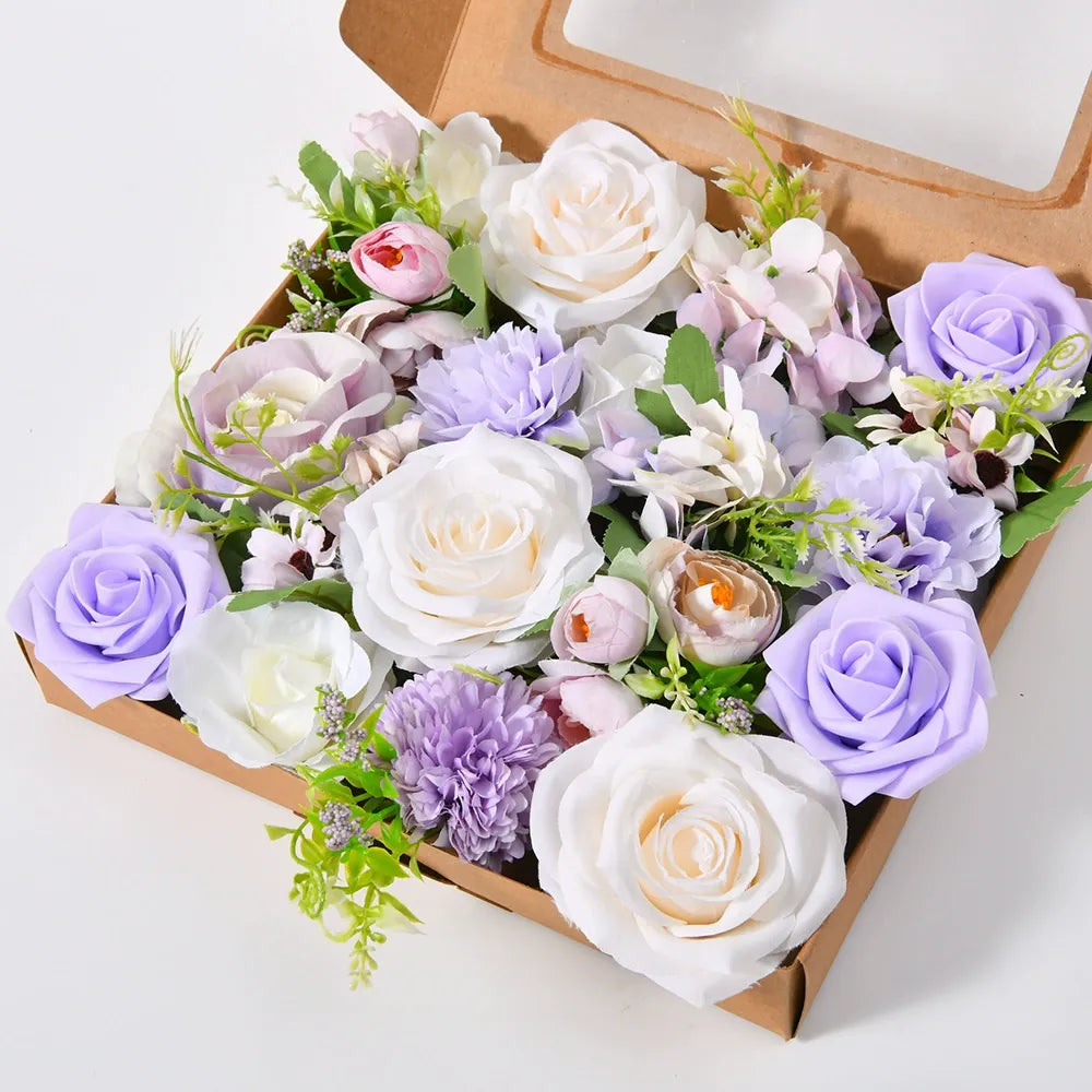 DIY flower box with purple and white