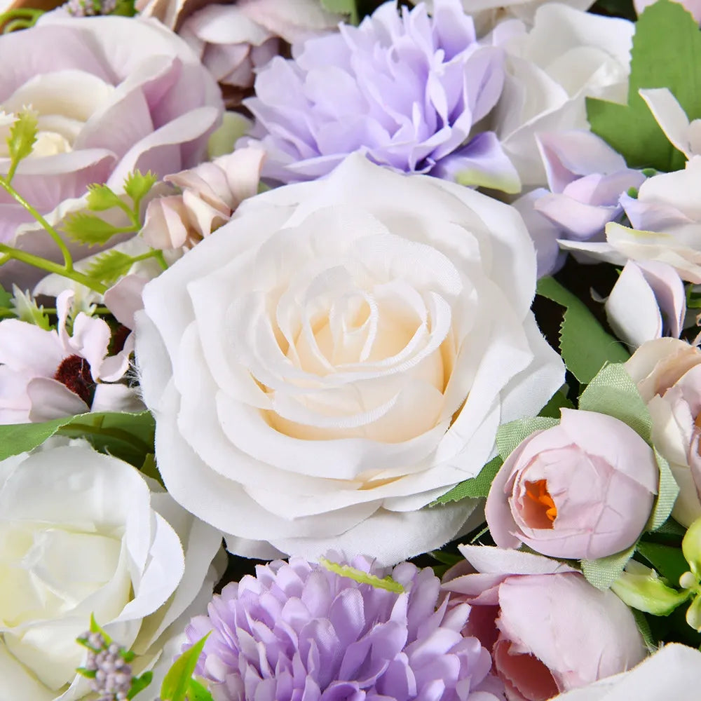 DIY flower box with purple and white