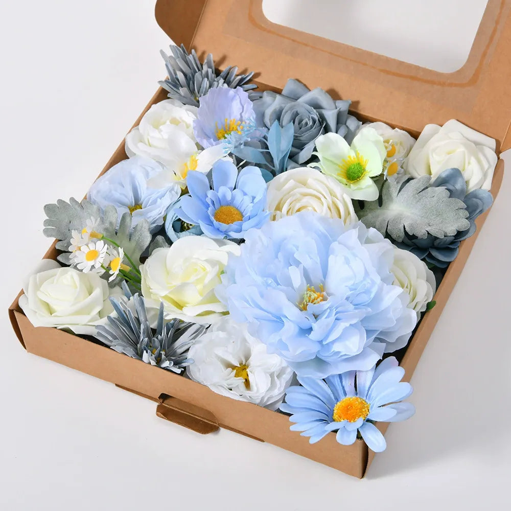 DIY flower box with light blue