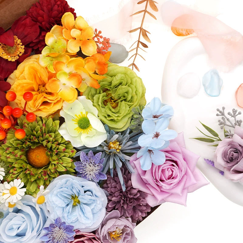 DIY flower box with rainbow color