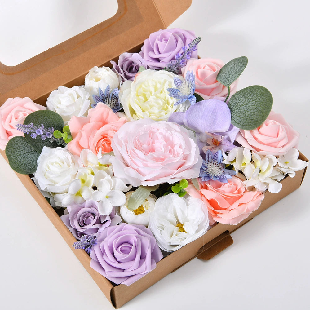 DIY flower box with pink purple