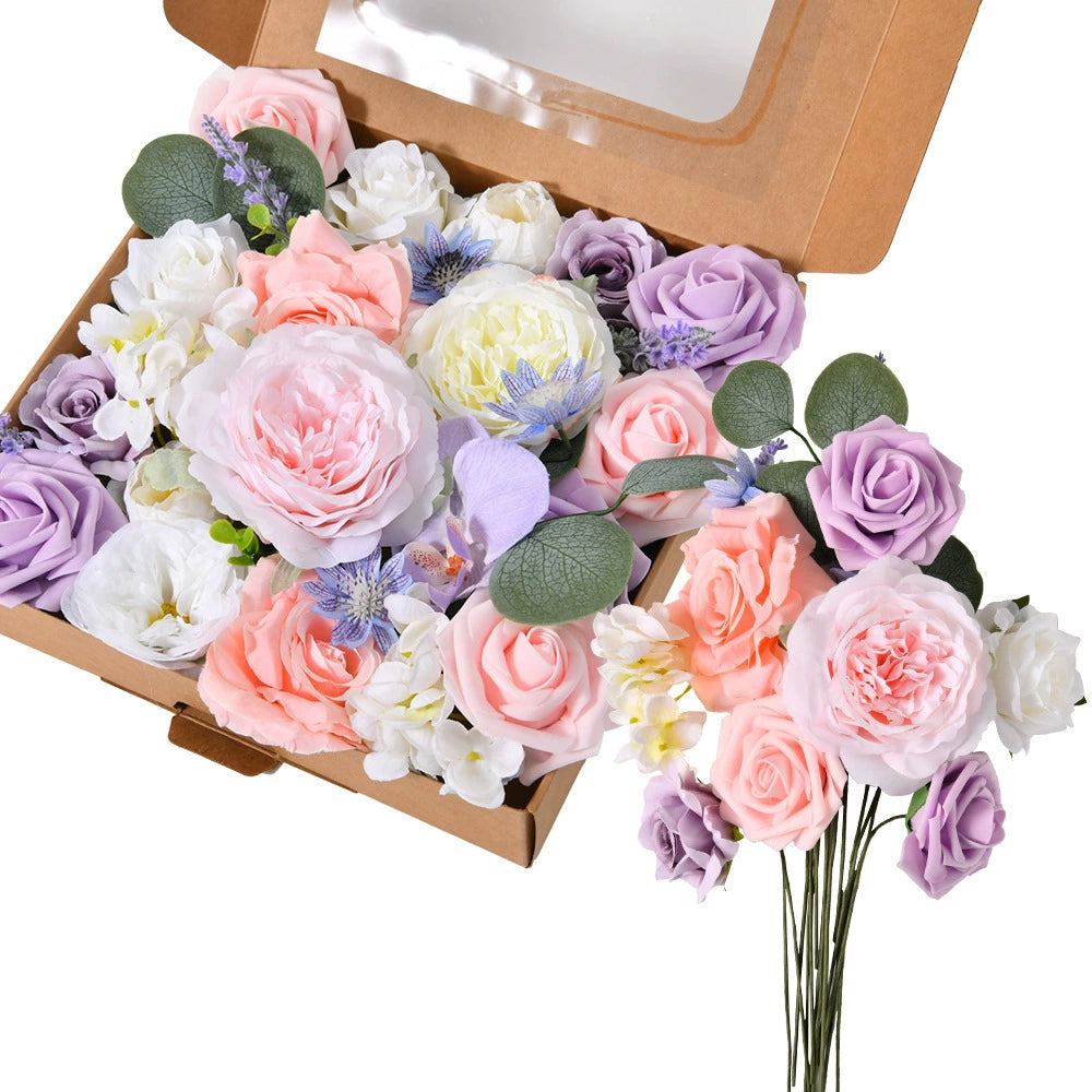 DIY flower box with pink purple
